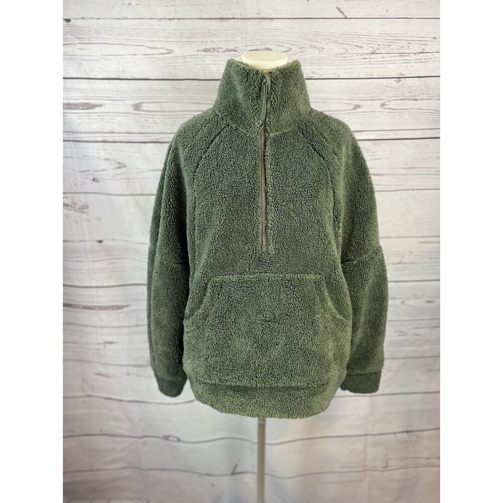 Lululemon Green Fleece Scuba Half Zip Pullover Jacket Cozy Sherpa